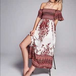 Free People Louise Border Print Midi Dress
